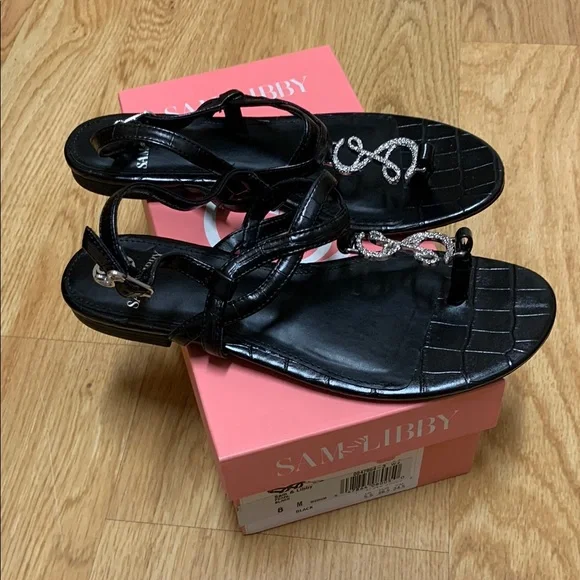 NEW Sam & Libby Black Sandals with Silver Accents - Picture 4 of 5